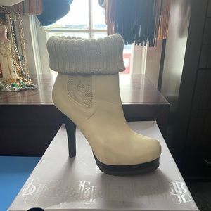 JLo heeled boot with sweater detail